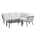 Modway Furniture Riverside Outdoor Patio Aluminum Set, Gray White - 6 Piece EEI-3788-SLA-WHI